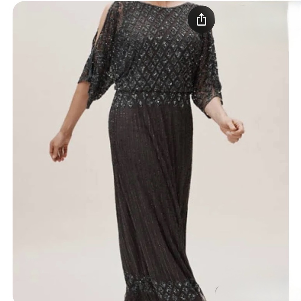BHLDN Brown Maxi Dress with 3/4 Bishop Sleeves